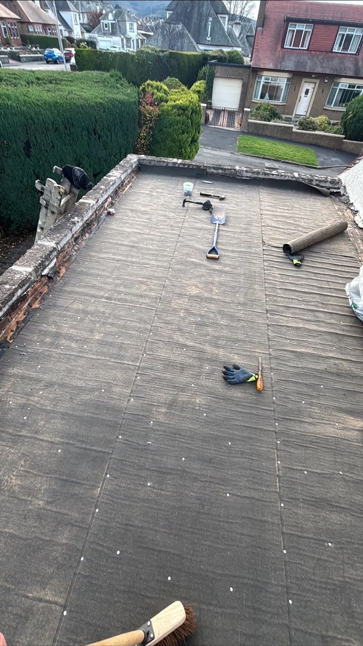 Flat roof stripped back and prepared for new felt in Edinburgh
