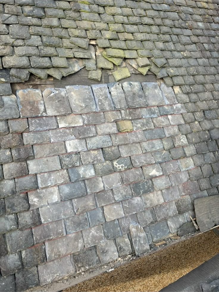 Slate roof after chimney removal, re-slated to match, Edinburgh