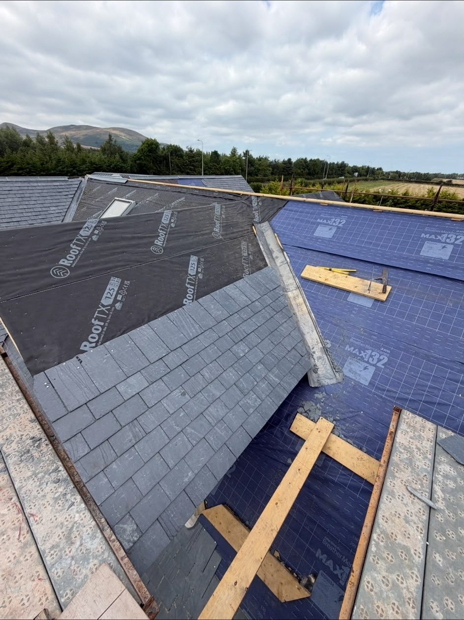 Emergency roof repair on a storm-damaged roof, Edinburgh