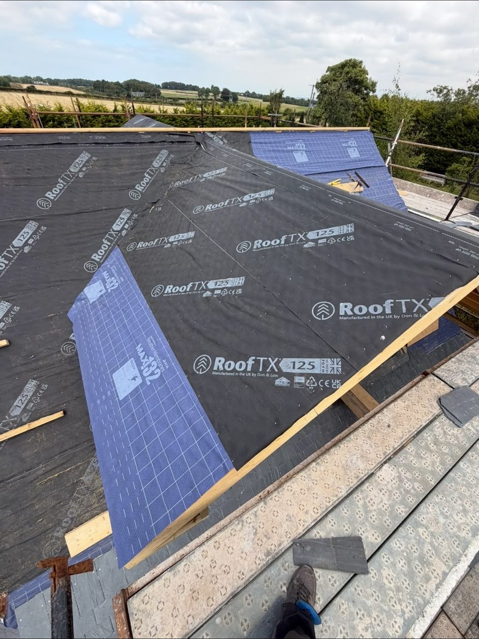 Full re-roof with new breathable membrane and battens being fitted, Edinburgh