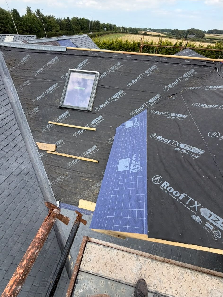 New membrane and Velux window fitted during a full re-roof, Edinburgh